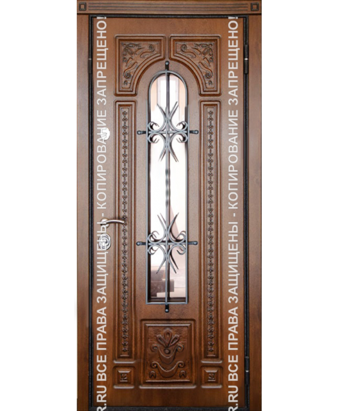 Дверь стальная входная трехконтурная МДФ с ковкой/стеклом 3105 Дверь стальная входная трехконтурная МДФ с ковкой/стеклом 3105