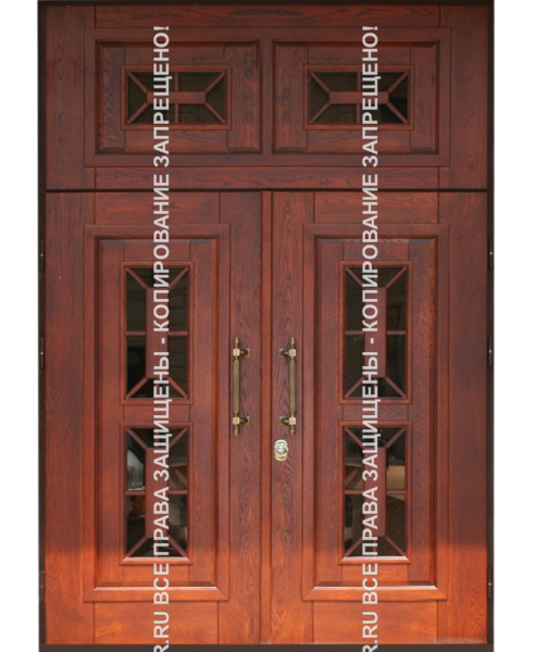 Входная двустворчатая дверь МДФ с ковкой/стеклом 3148 Входная двустворчатая дверь МДФ с ковкой/стеклом 3148